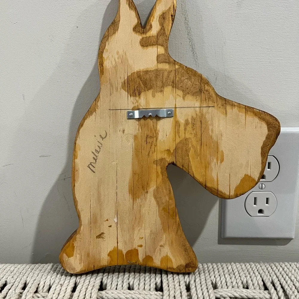 Hand Made Signed Rustic Brown Dog Head Wall Hook